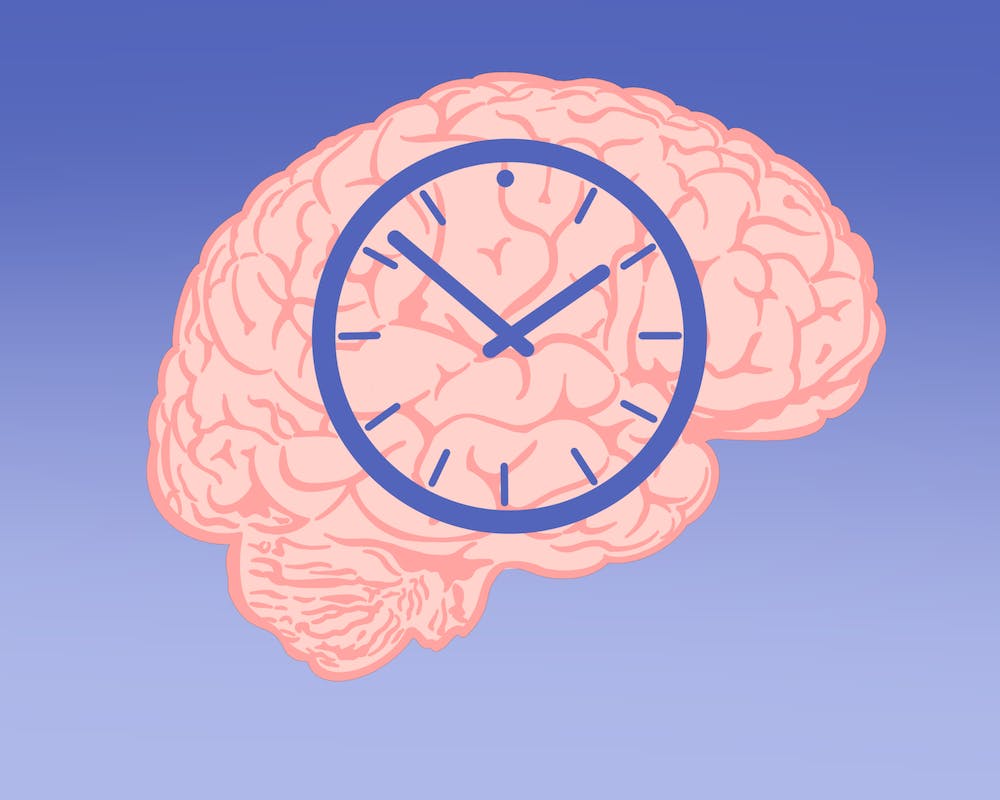 Brain with clock on top